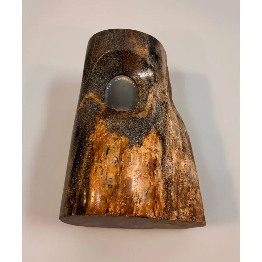 Large Heavy Petrified Wood Candle Holder Raw Bark 10lb+